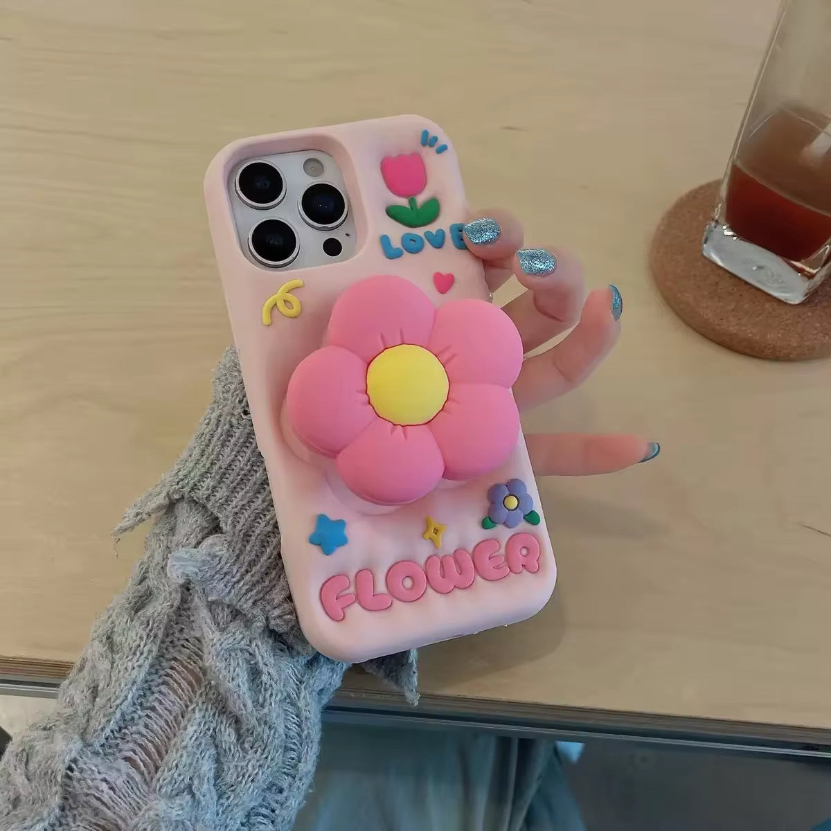 3D iPhone Samsung Flower Phone Holder Pre-Order Rubber Silicone Case