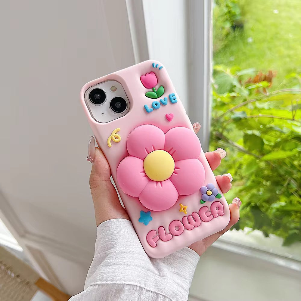 3D iPhone Samsung Flower Phone Holder Pre-Order Rubber Silicone Case