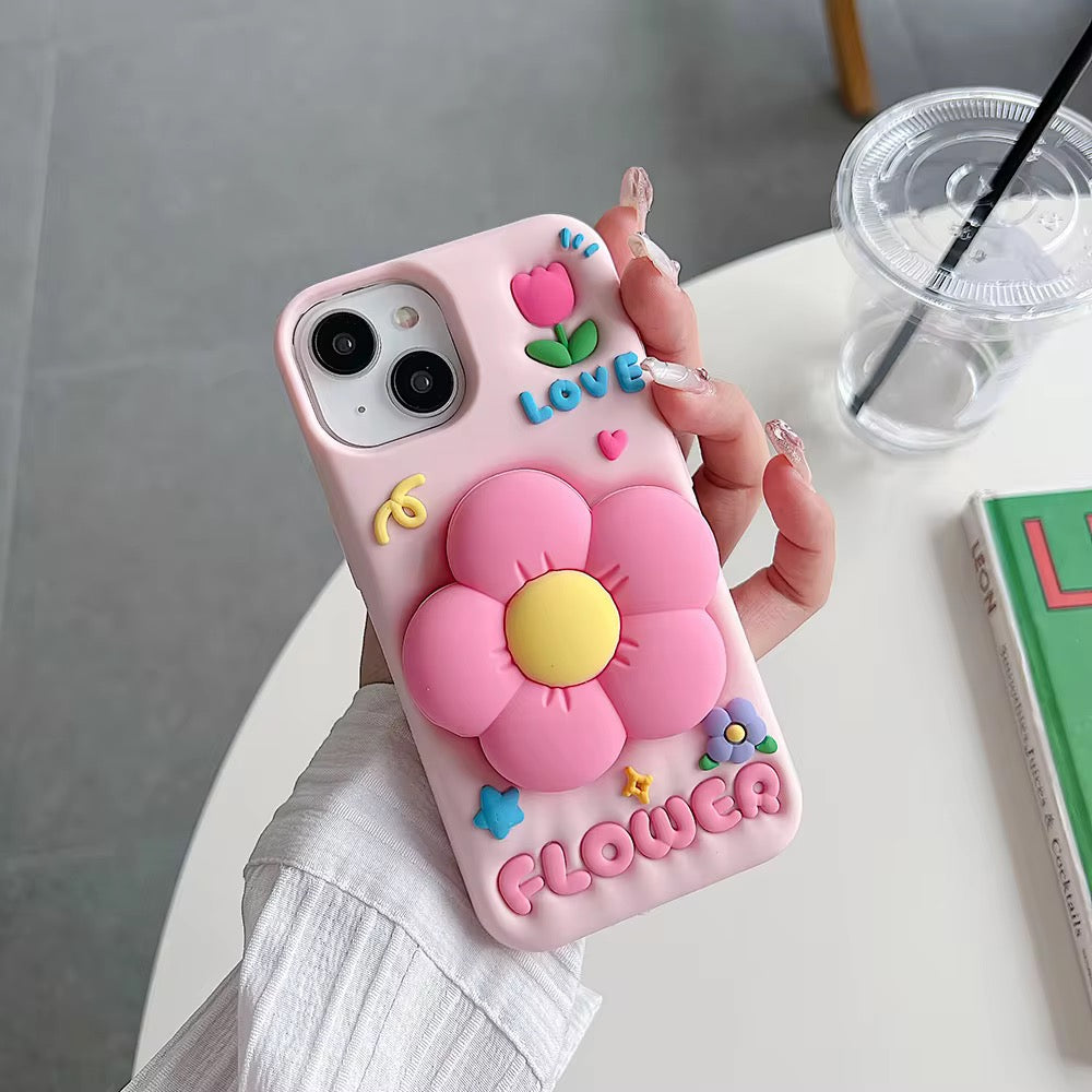 3D iPhone Samsung Flower Phone Holder Pre-Order Rubber Silicone Case