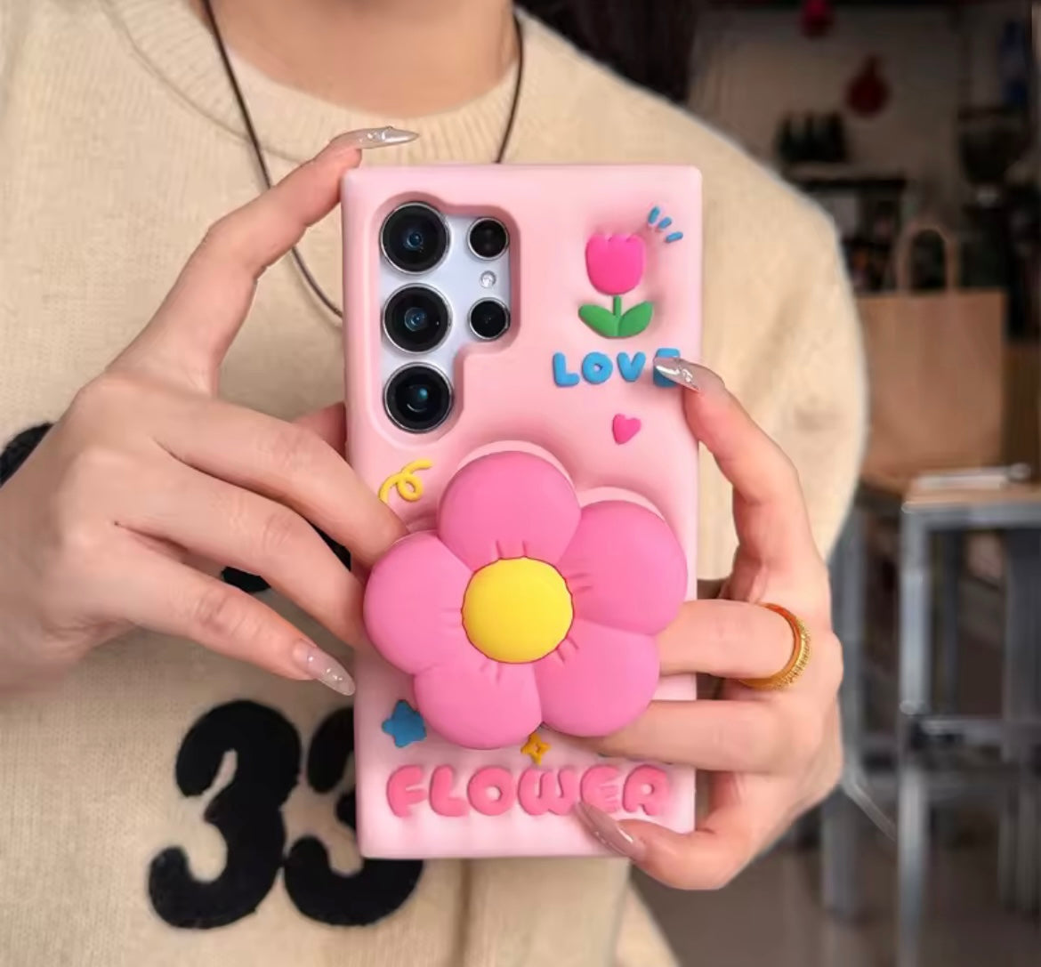 3D iPhone Samsung Flower Phone Holder Pre-Order Rubber Silicone Case