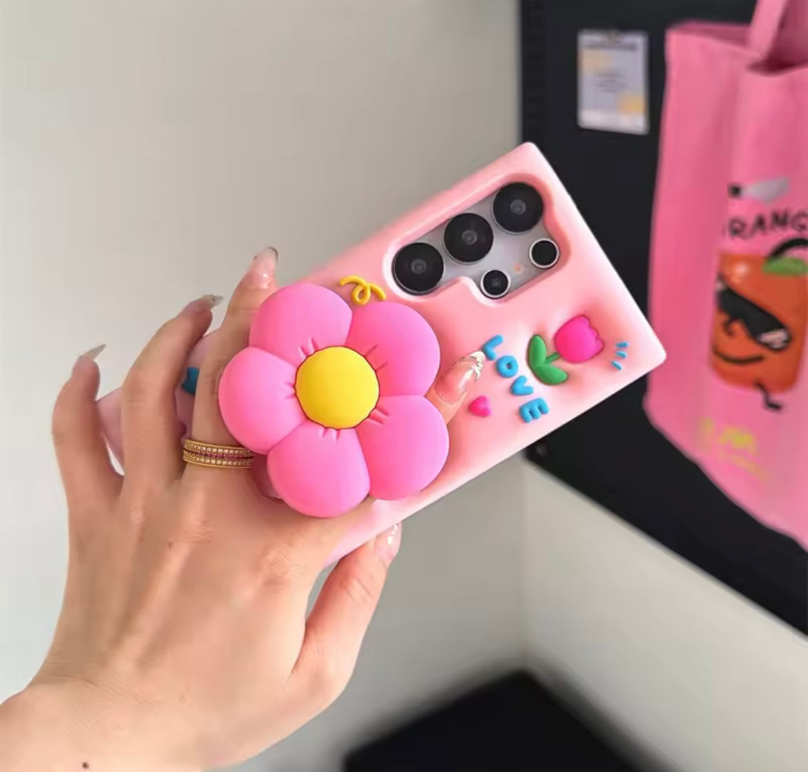 3D iPhone Samsung Flower Phone Holder Pre-Order Rubber Silicone Case