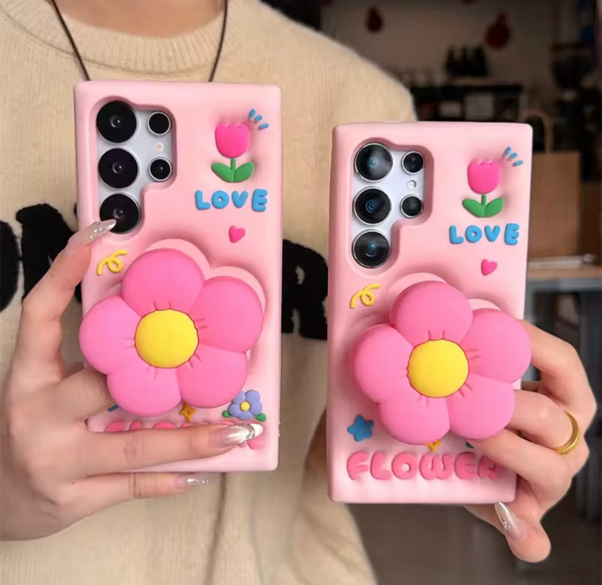 3D iPhone Samsung Flower Phone Holder Pre-Order Rubber Silicone Case