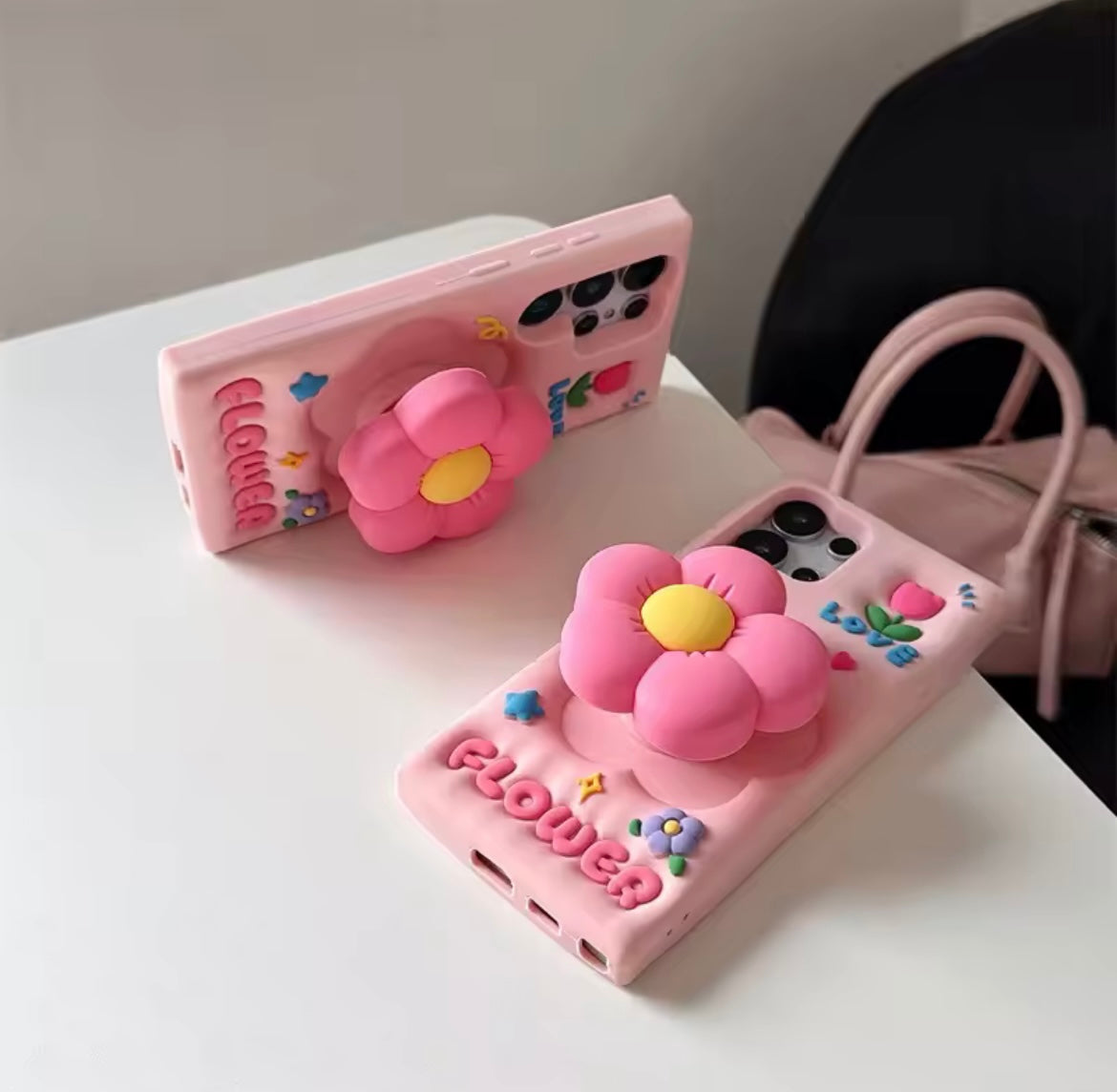 3D iPhone Samsung Flower Phone Holder Pre-Order Rubber Silicone Case