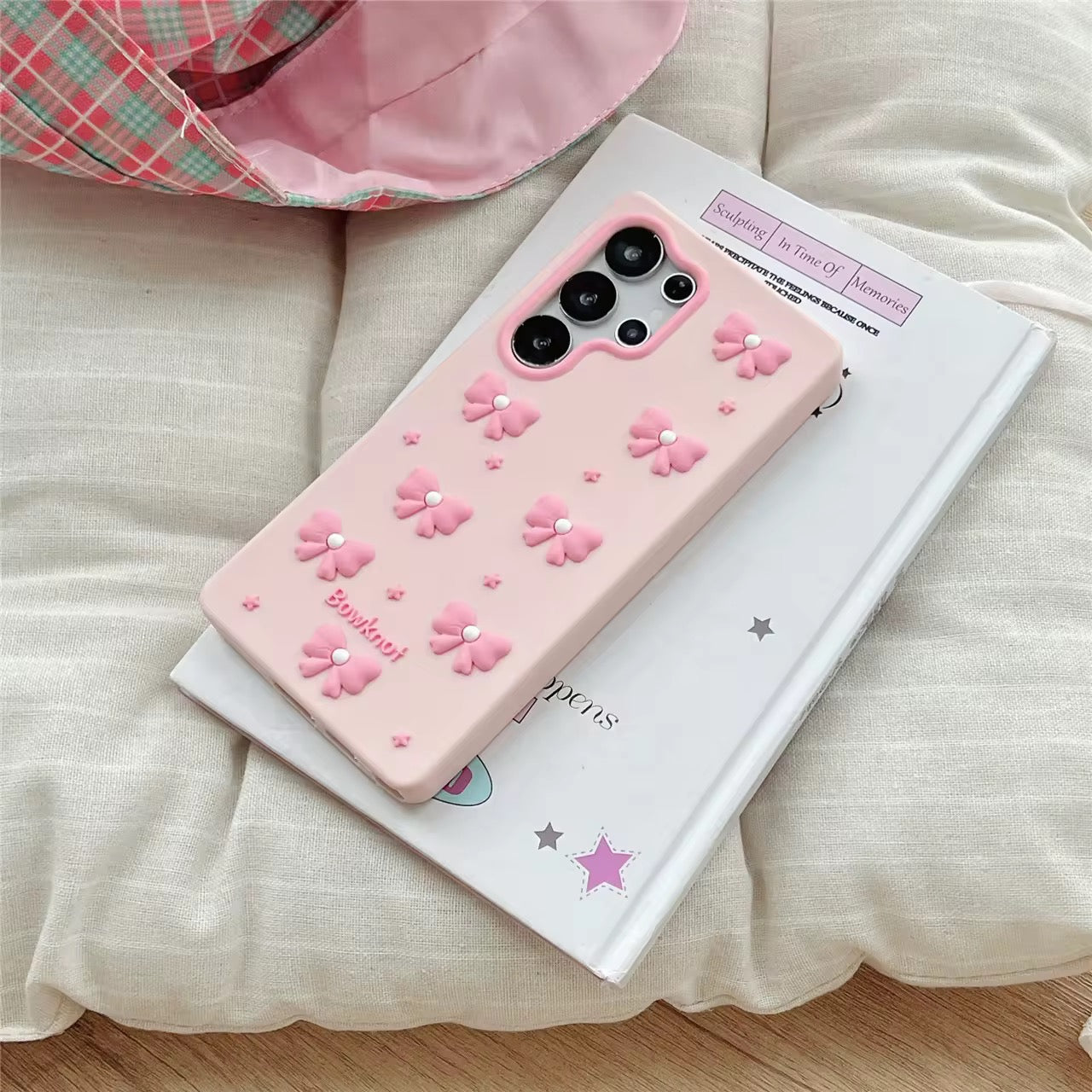3D iPhone Samsung Redmi Pink Kawaii Pearl Bow Pre-Order Phone Holder Stand Rubber Silicone Case