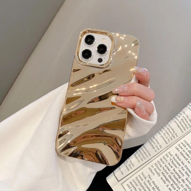 New Golden Winkle 3D Glossy Textured iPhone Ripple Soft Silicone Case