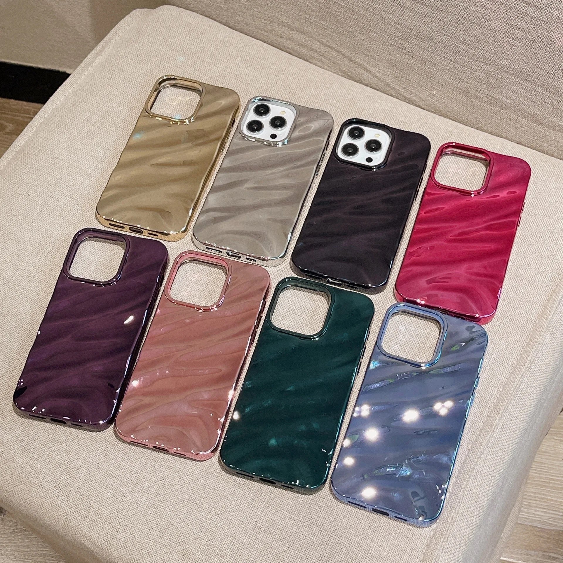 New Golden Winkle 3D Glossy Textured iPhone Ripple Soft Silicone Case