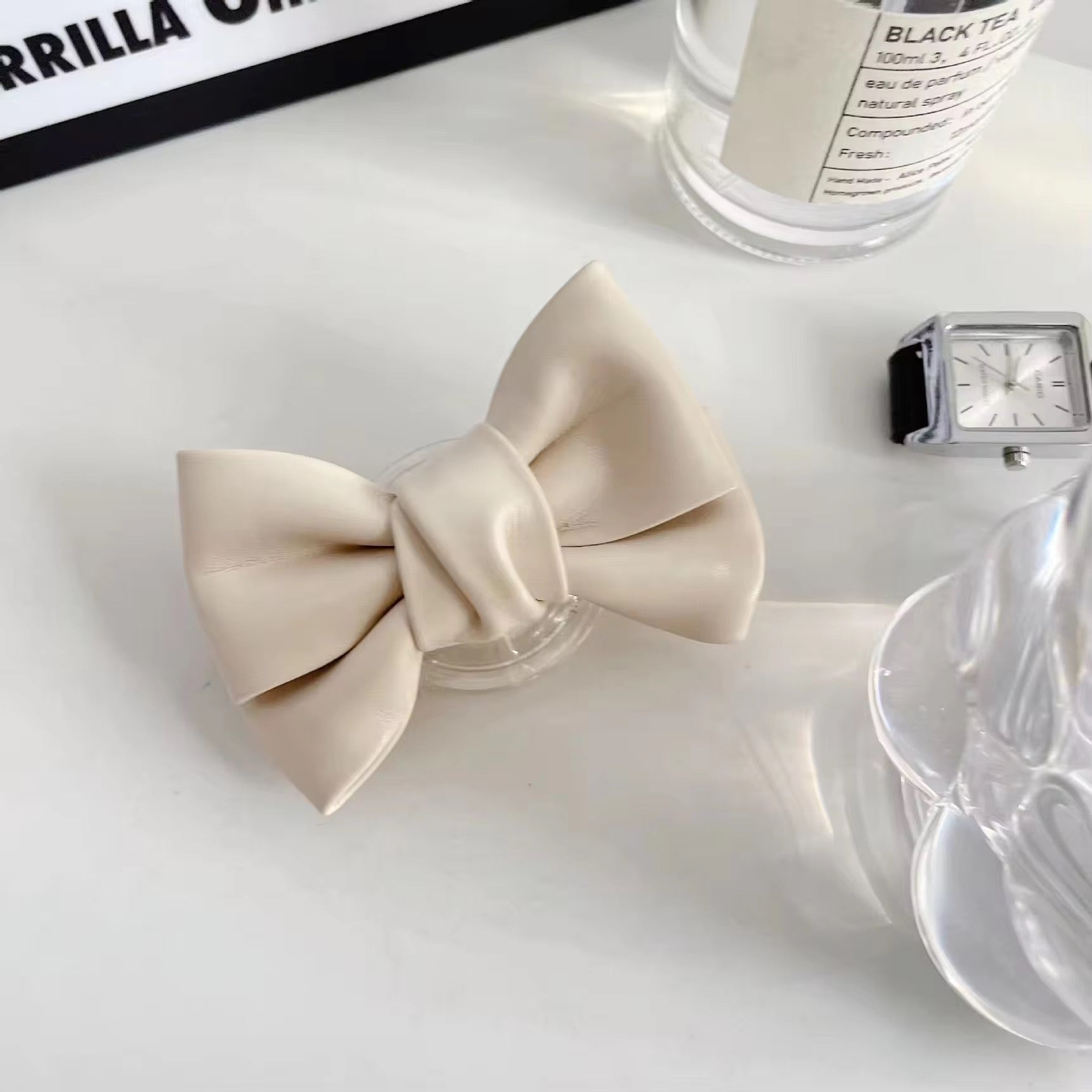 Trendy Leather Bow 3D Gripper Phone Holder Bracket