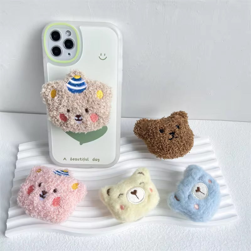 Cute Fur Bear 3D Gripper Phone Holder Bracket