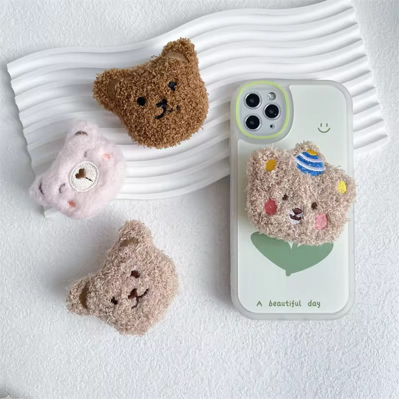 Cute Fur Bear 3D Gripper Phone Holder Bracket