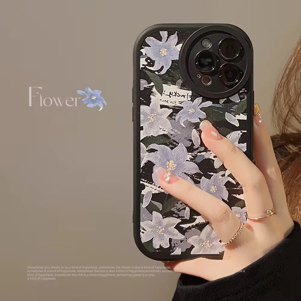 Floral Flower Round Rubber Silicone iPhone Case