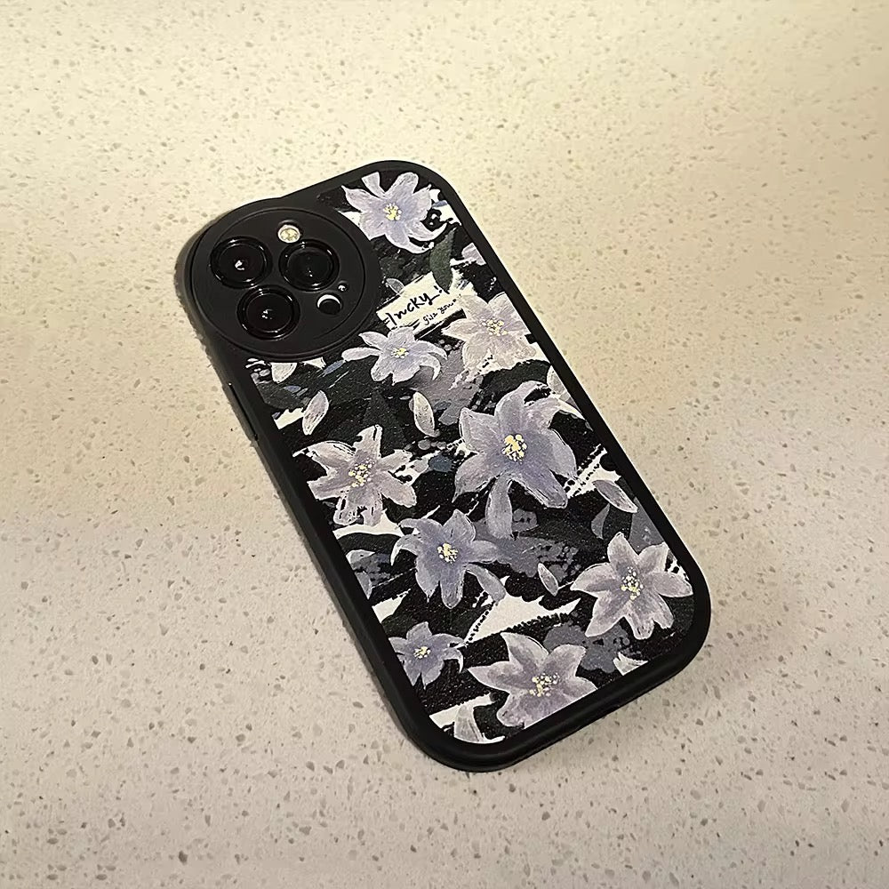 Floral Flower Round Rubber Silicone iPhone Case