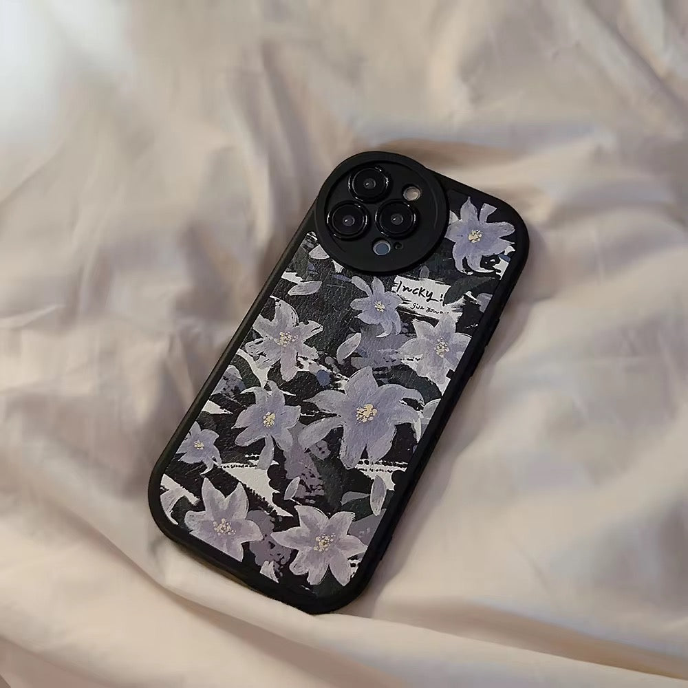 Floral Flower Round Rubber Silicone iPhone Case