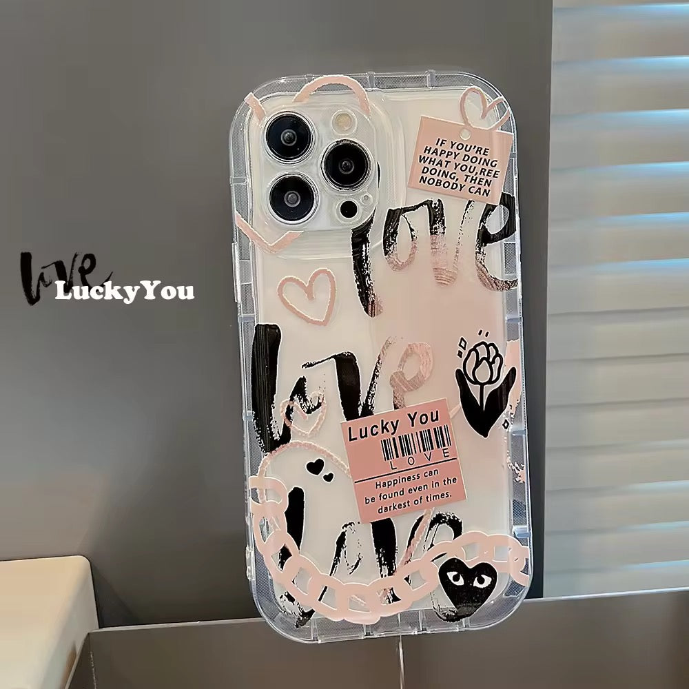 Love Lucky You Bumper Border iPhone Soft Transparent Case