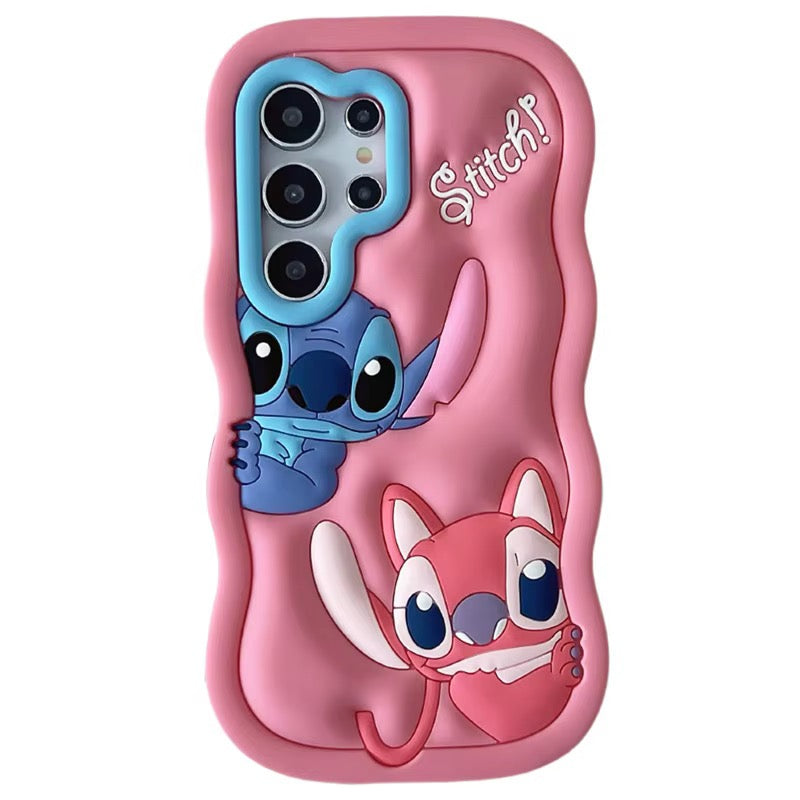 3D Samsung Stitch Pink Blue Pre-Order Rubber Silicone Case