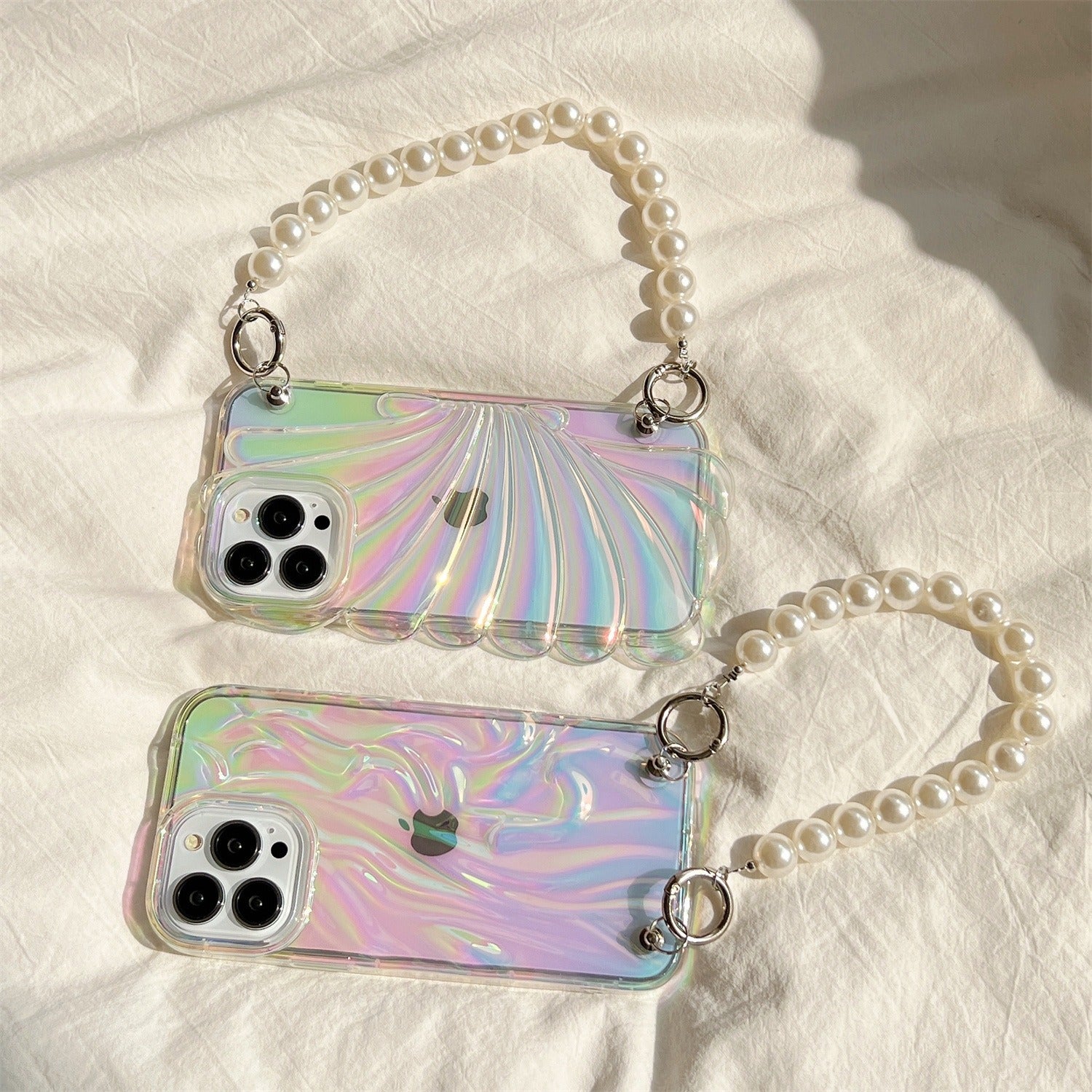 Luxury Laser Gradient Bracelet Lanyard iPhone Soft Case