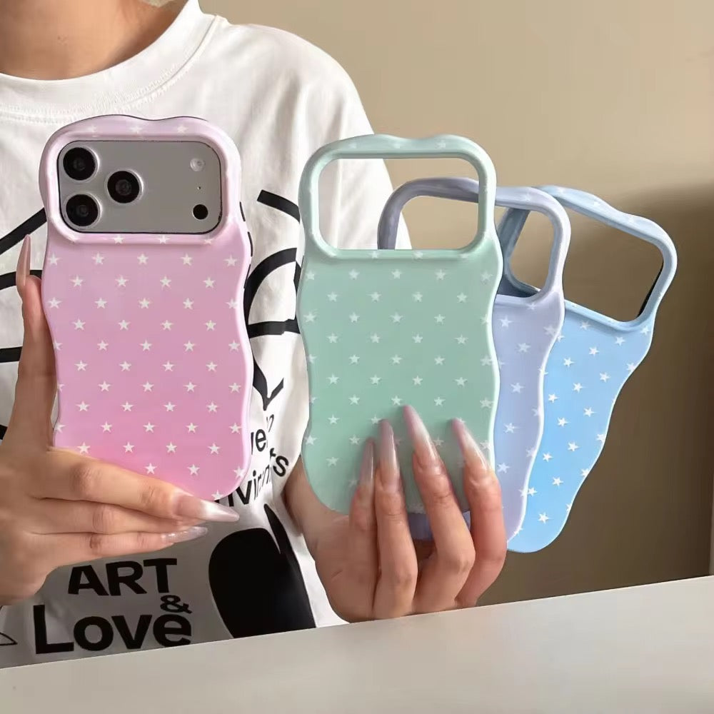 Wavy Bumper Cute White Stars Pre-Order iPhone Protection Silicone Case