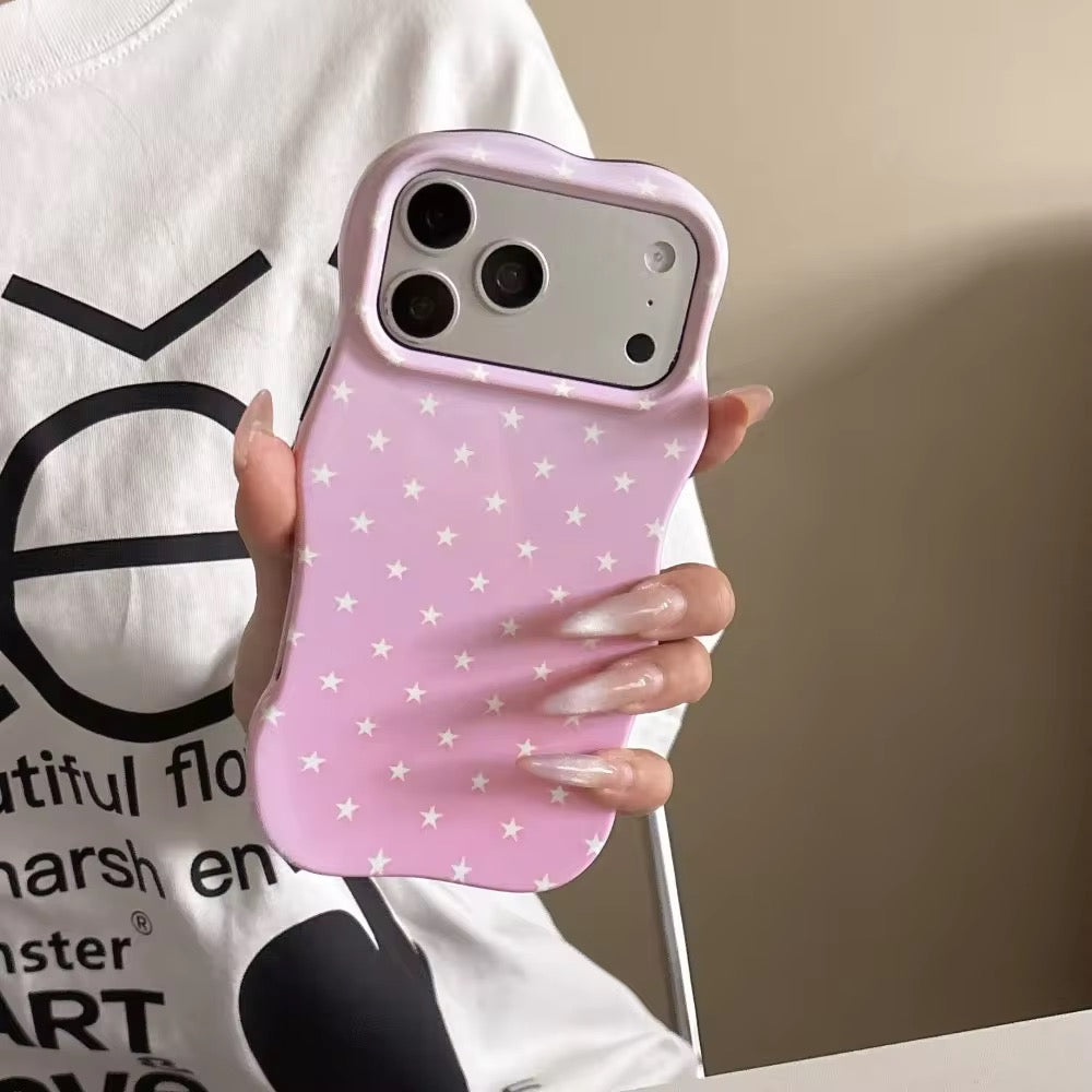 Wavy Bumper Cute White Stars Pre-Order iPhone Protection Silicone Case