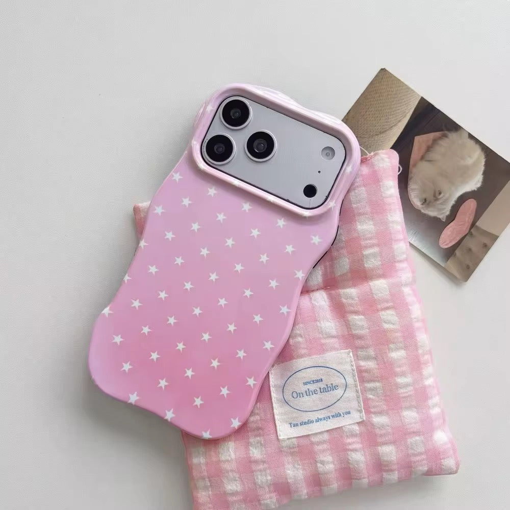 Wavy Bumper Cute White Stars Pre-Order iPhone Protection Silicone Case