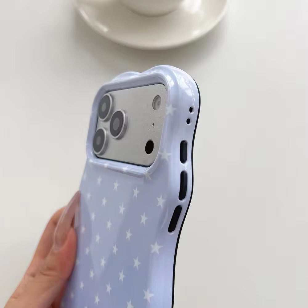 Wavy Bumper Cute White Stars Pre-Order iPhone Protection Silicone Case