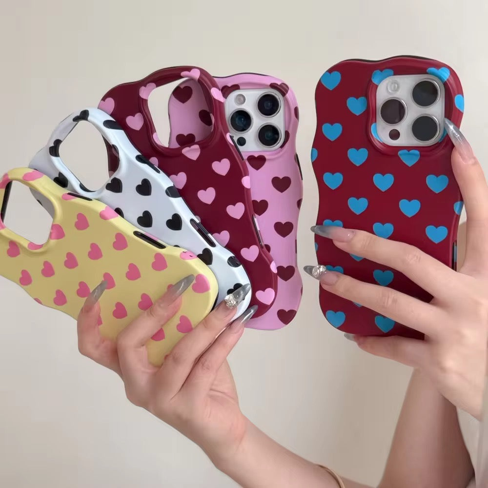 Wavy Bumper Cute Hearts Pre-Order iPhone Protection Silicone Case