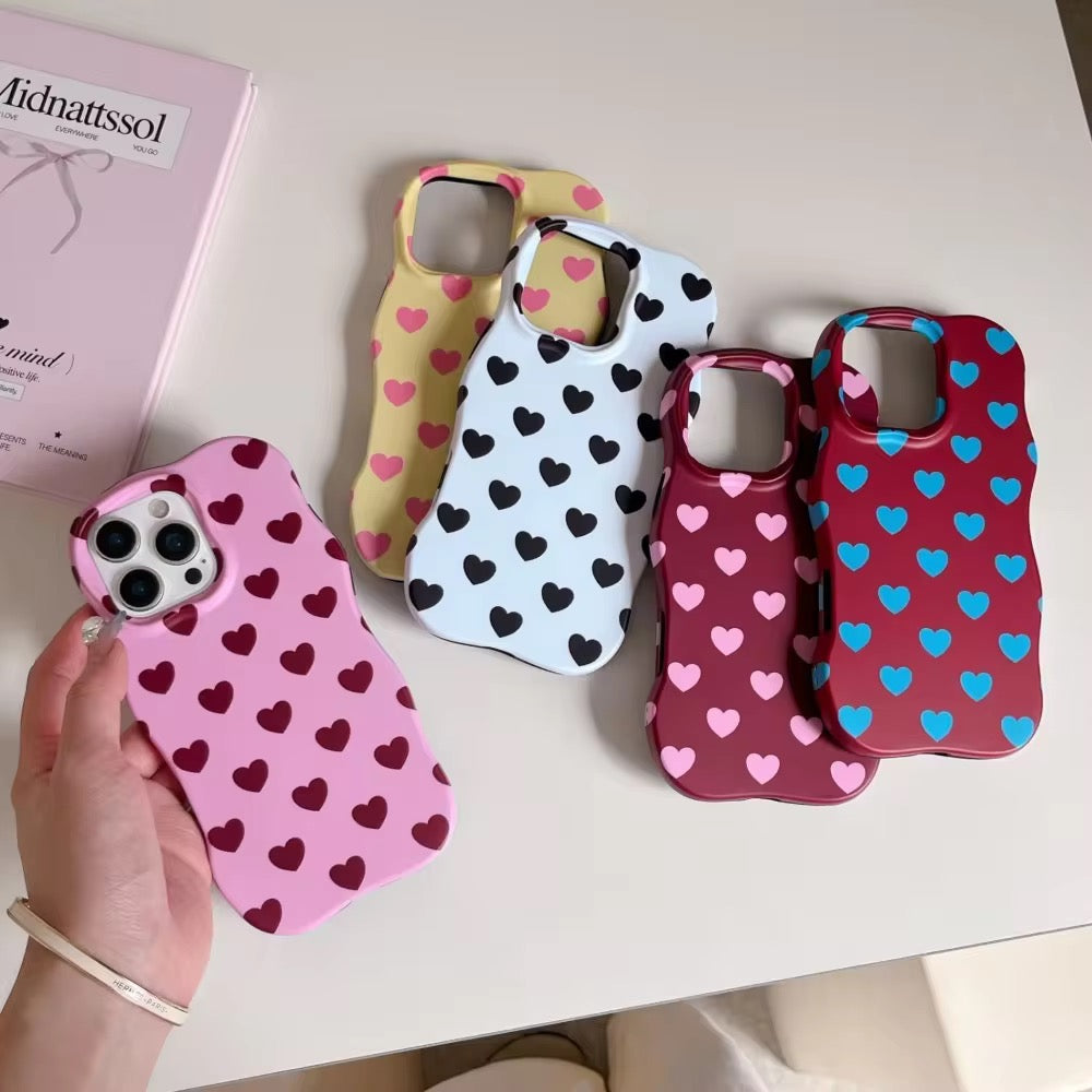 Wavy Bumper Cute Hearts Pre-Order iPhone Protection Silicone Case