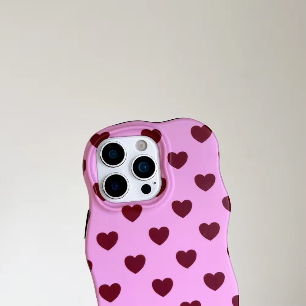 Wavy Bumper Cute Hearts Pre-Order iPhone Protection Silicone Case
