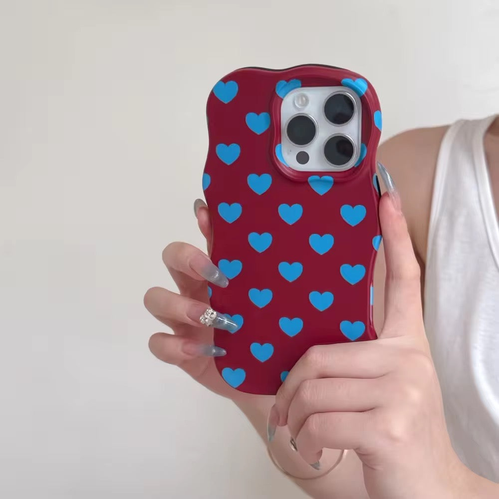 Wavy Bumper Cute Hearts Pre-Order iPhone Protection Silicone Case