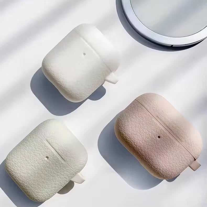 Cute Textured Silicone Airpod With Holder Case