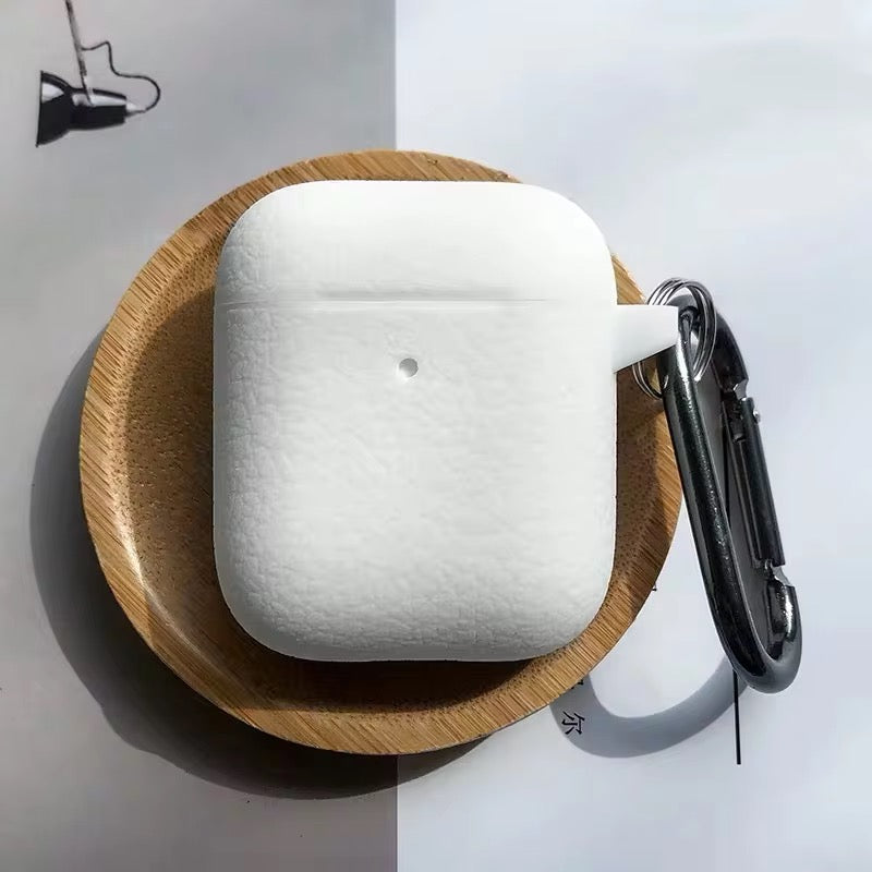 Cute Textured Silicone Airpod With Holder Case