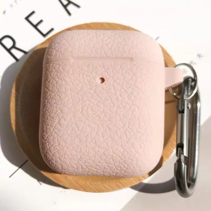 Cute Textured Silicone Airpod With Holder Case