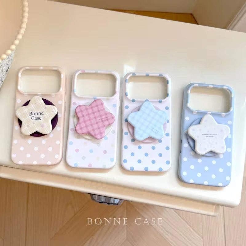 Color Contrast Polka Dots Star Magnetic Magsafe Phone Holder Pre-Order Silicone Case