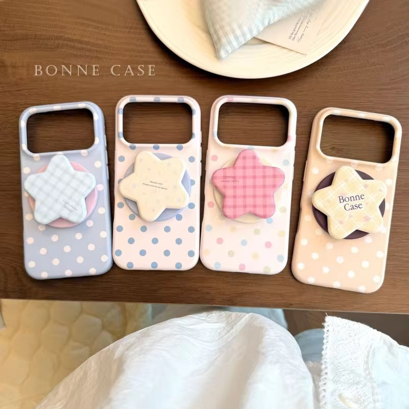Color Contrast Polka Dots Star Magnetic Magsafe Phone Holder Pre-Order Silicone Case