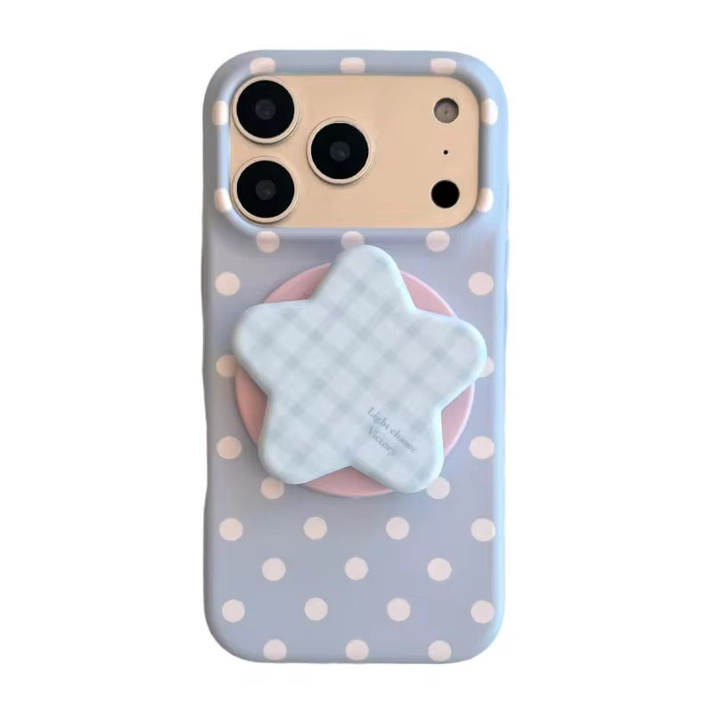 Color Contrast Polka Dots Star Magnetic Magsafe Phone Holder Pre-Order Silicone Case