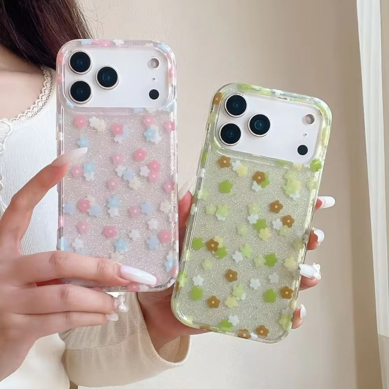 Spring Floral Glitter iPhone Pre-Order Silicone Case