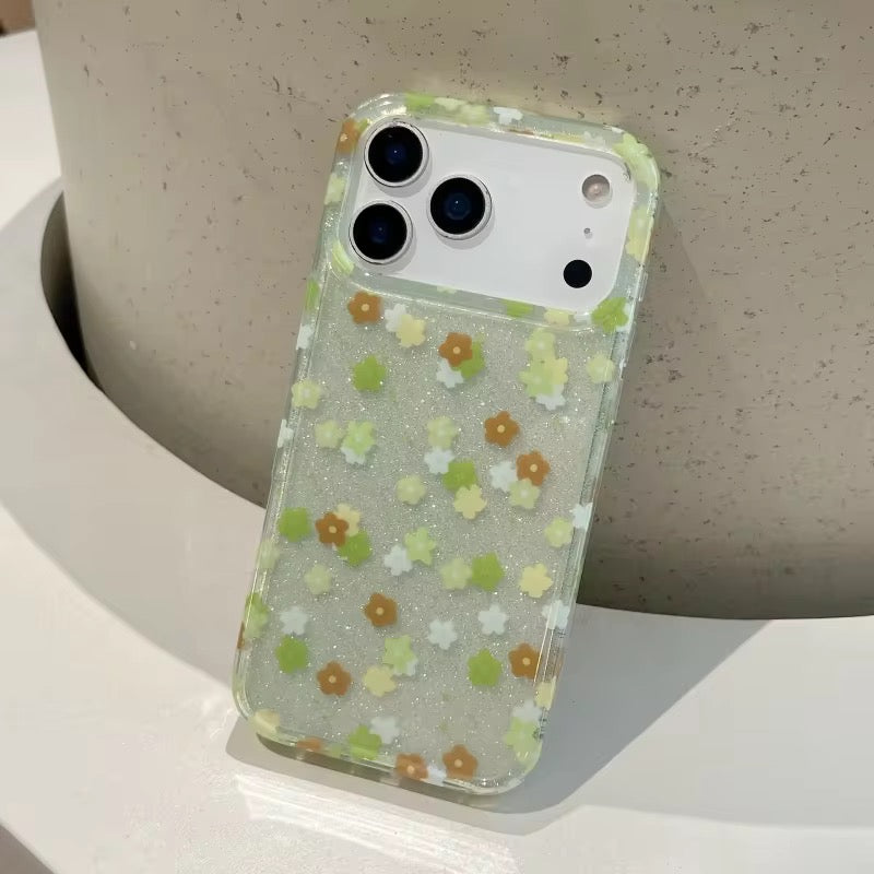 Spring Floral Glitter iPhone Pre-Order Silicone Case