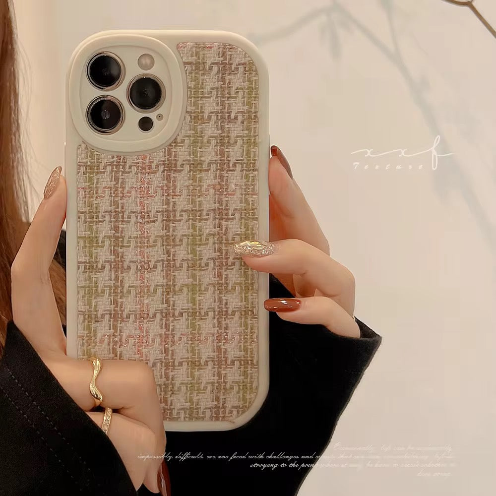 White Brown Knitted iPhone Fabric Silicone Soft Case