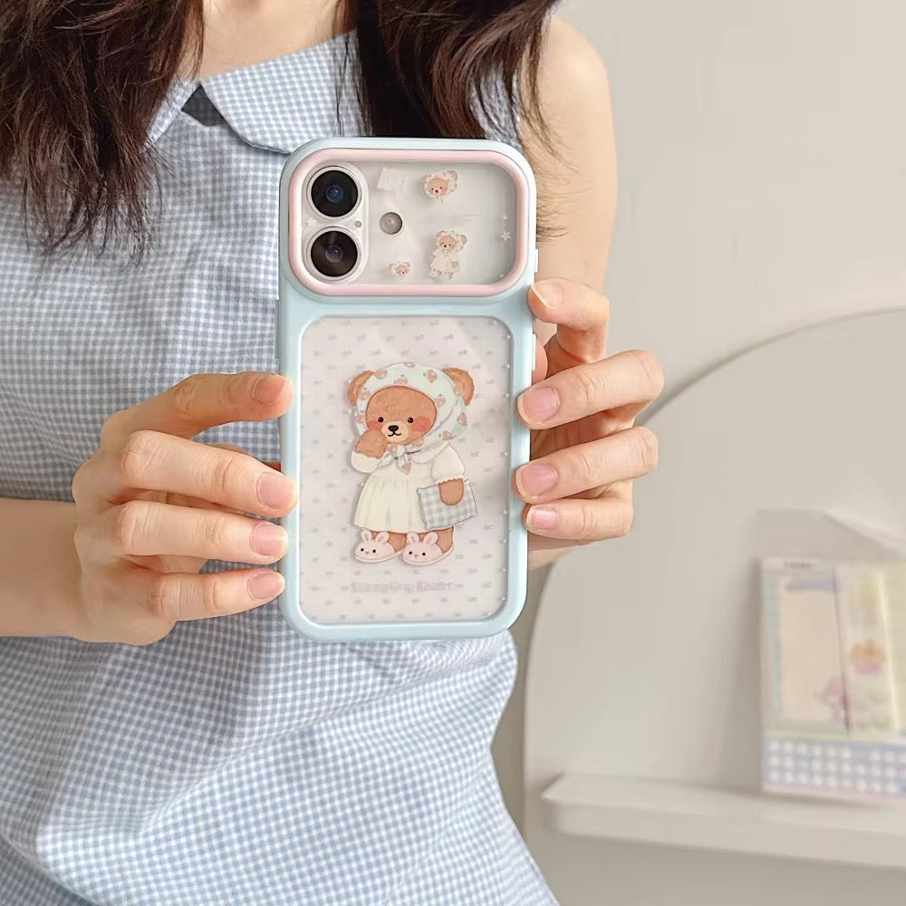 Korean Cute Bear Window iPhone Pre-Order Transparent Case Without Chain