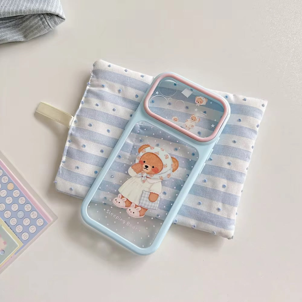 Korean Cute Bear Window iPhone Pre-Order Transparent Case Without Chain