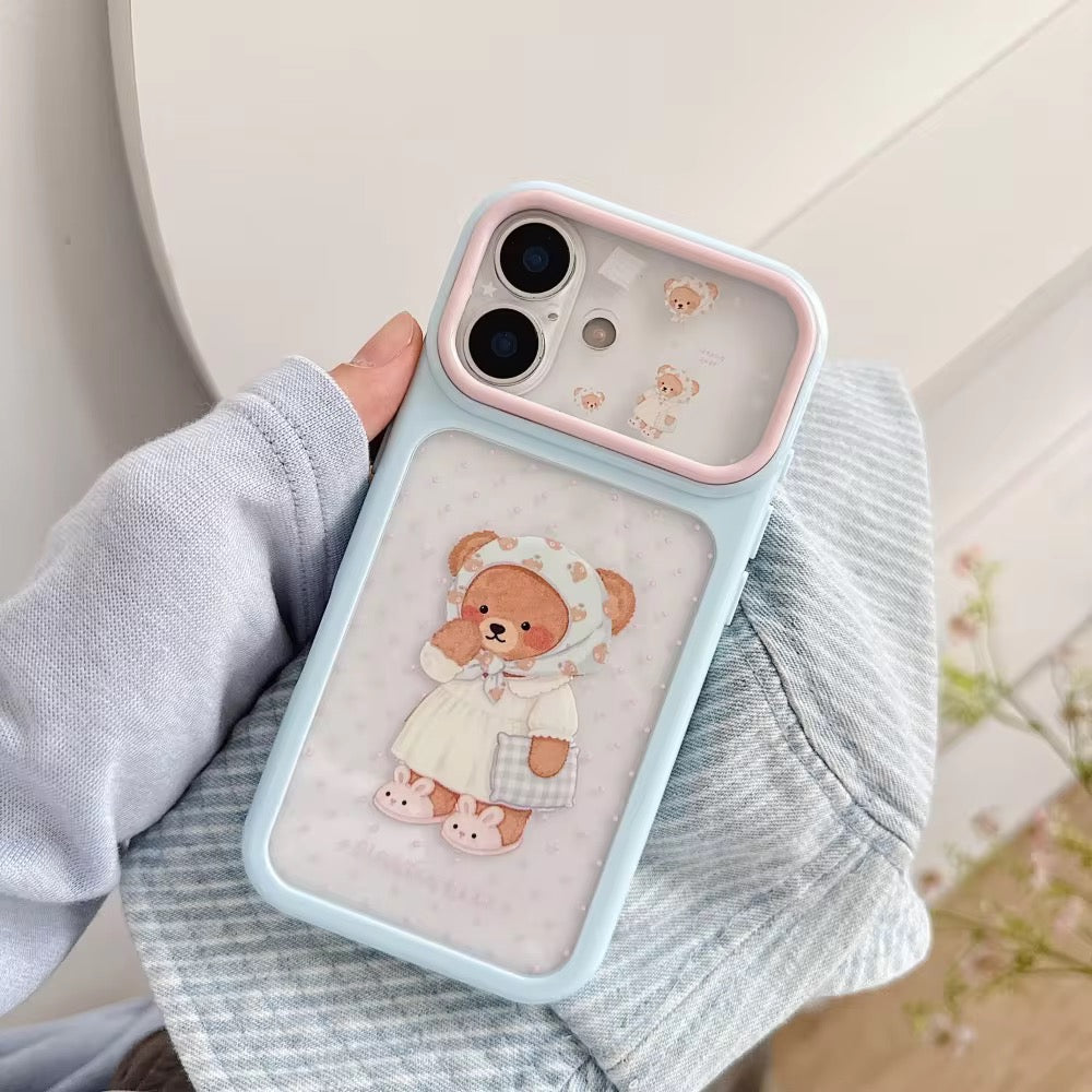 Korean Cute Bear Window iPhone Pre-Order Transparent Case Without Chain