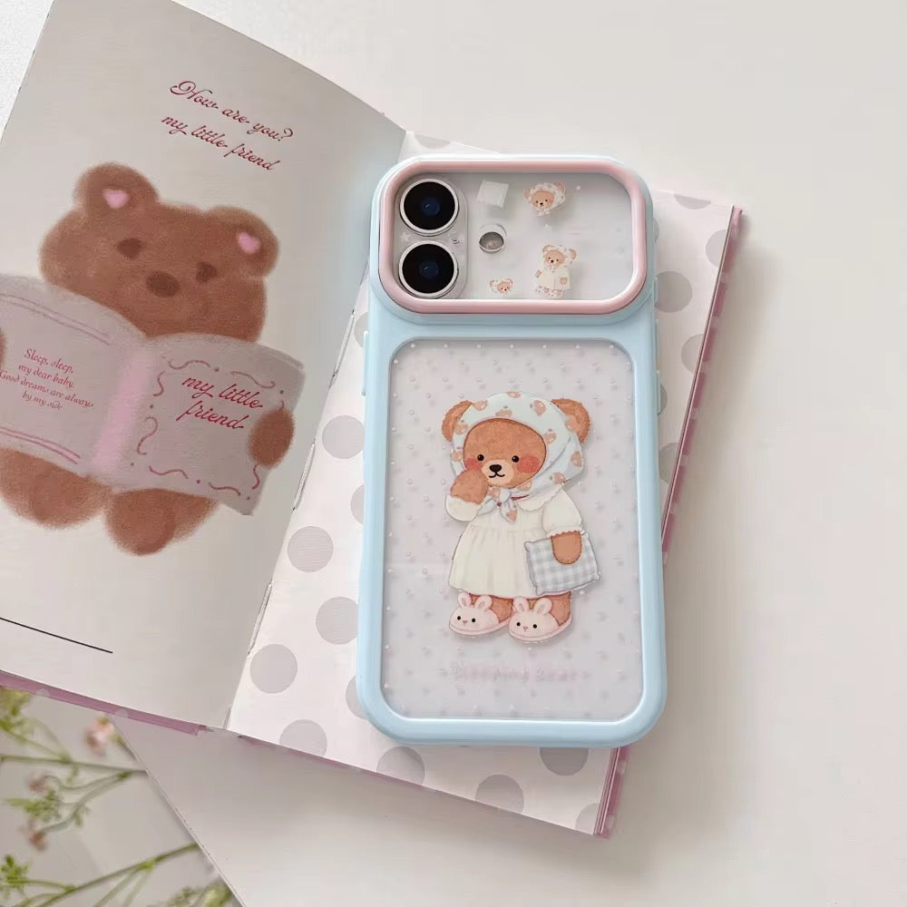 Korean Cute Bear Window iPhone Pre-Order Transparent Case Without Chain