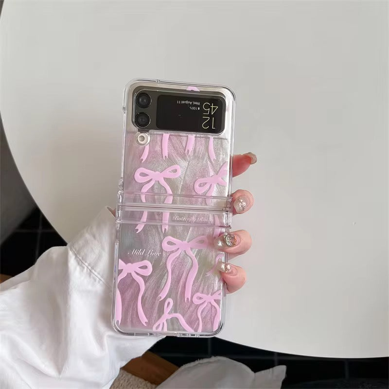 Samsung Z Flip Pink Silver Bow Lanyard Pre-Order Case