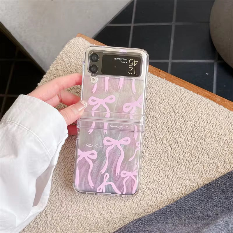 Samsung Z Flip Pink Silver Bow Lanyard Pre-Order Case