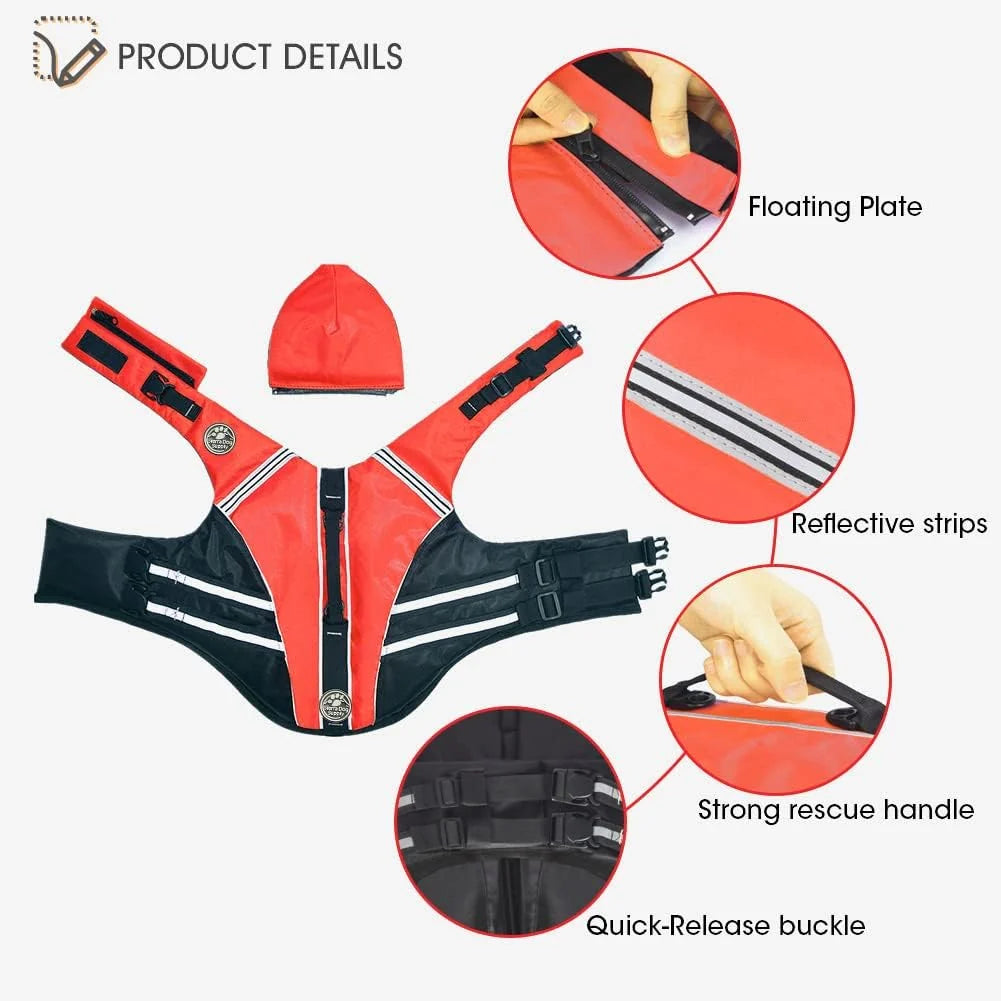Pet Dog Swimming Life Jacket Chin Rest Reflective Pre-Order Safety Vest with Rescue Handle