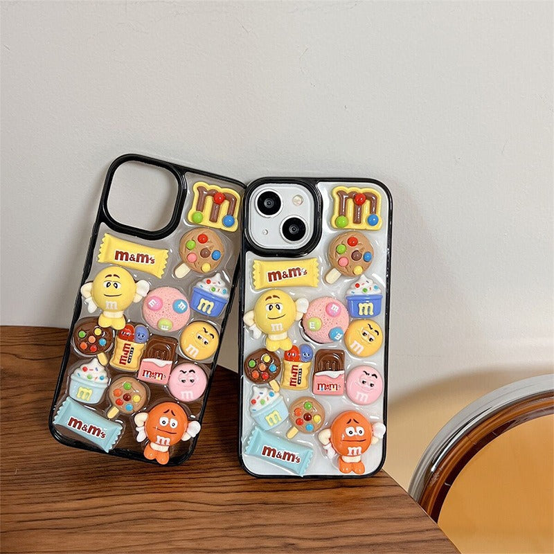3D Chocolate M&Ms Candy iPhone Transparent Silicone Bumper Case