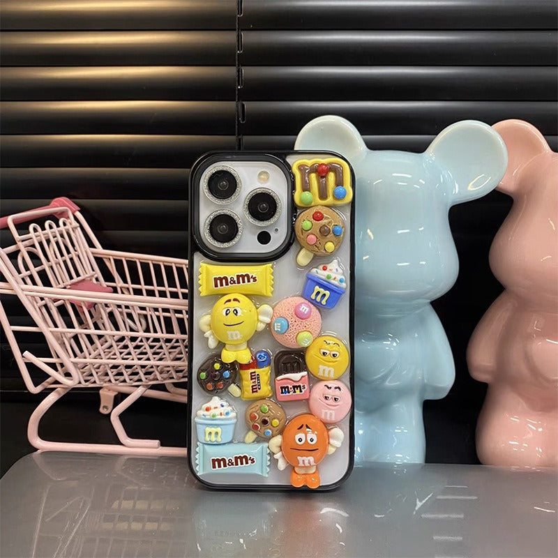 3D Chocolate M&Ms Candy iPhone Transparent Silicone Bumper Case