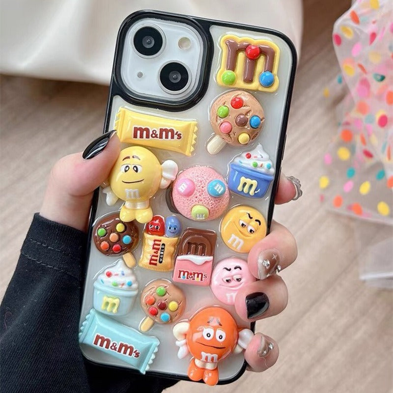 3D Chocolate M&Ms Candy iPhone Transparent Silicone Bumper Case