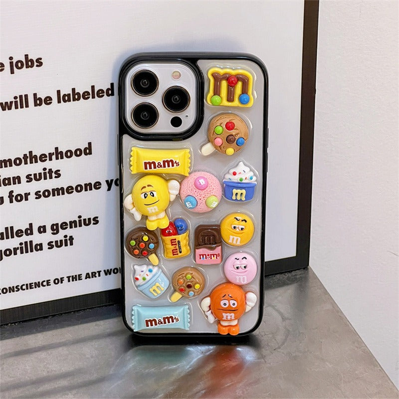 3D Chocolate M&Ms Candy iPhone Transparent Silicone Bumper Case