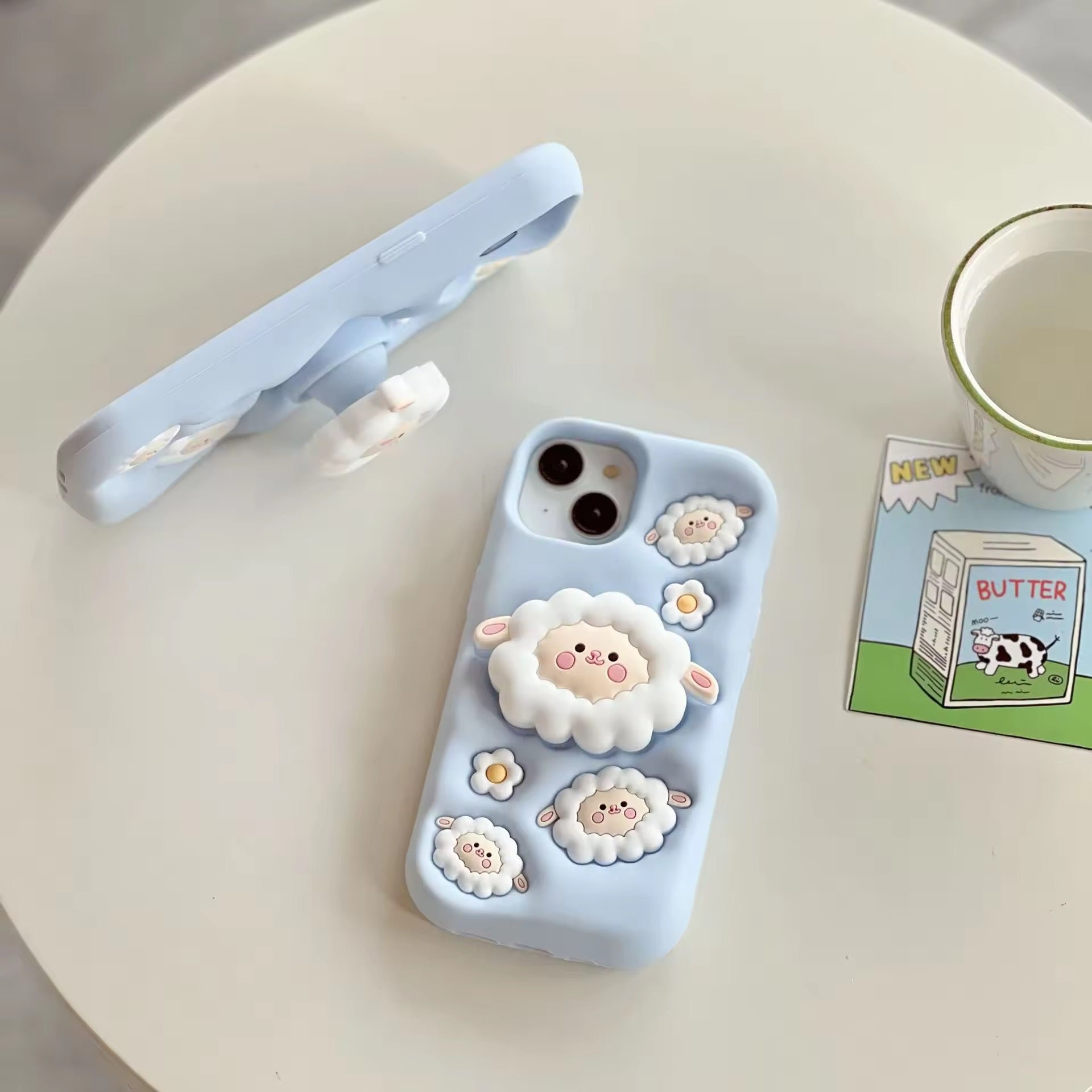 3D iPhone Samsung Redmi Sheep Pre-Order Phone Holder Stand Rubber Silicone Case