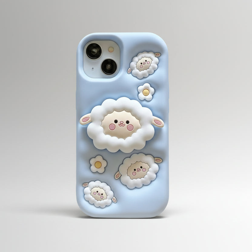 3D iPhone Samsung Redmi Sheep Pre-Order Phone Holder Stand Rubber Silicone Case