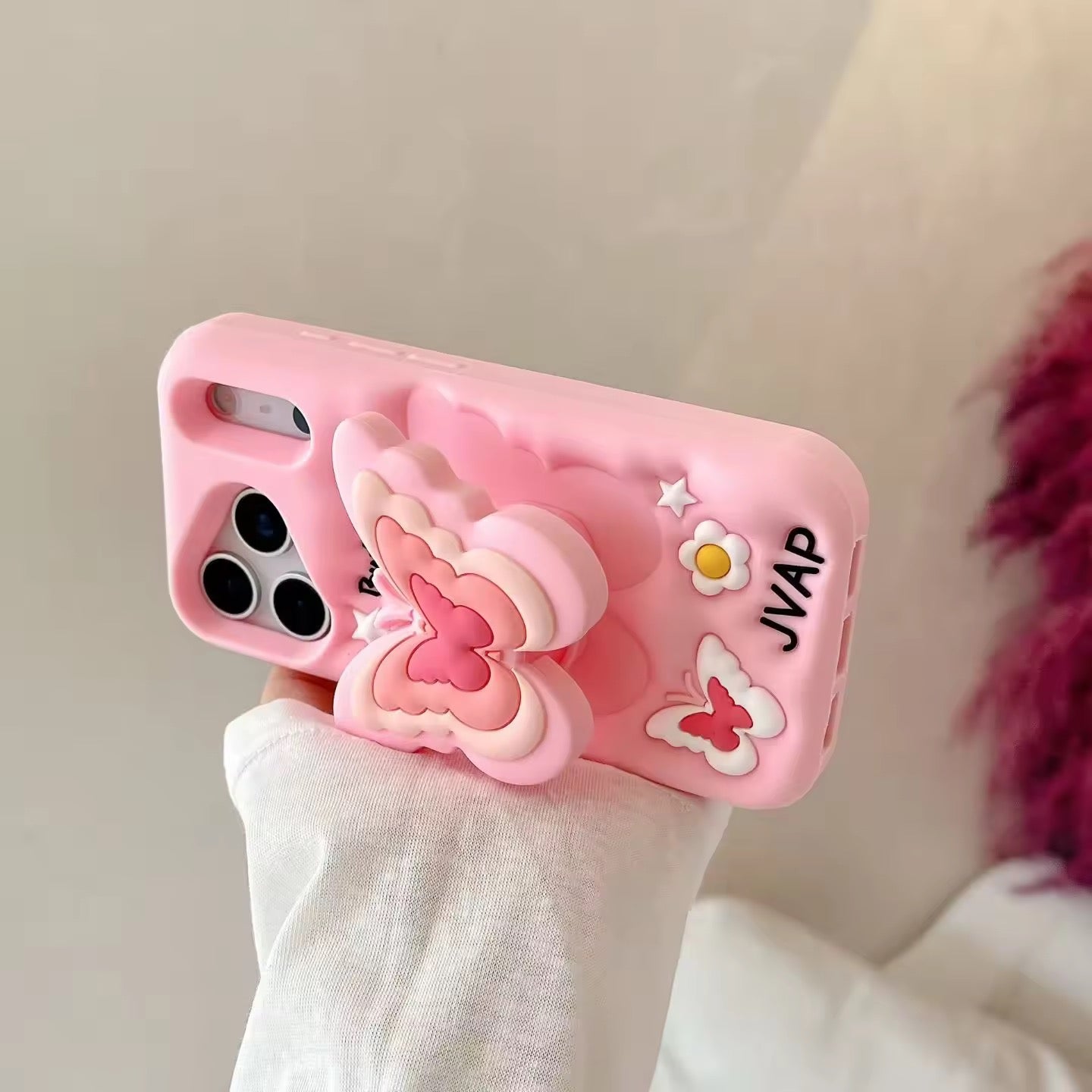 3D iPhone Samsung Butterfly Pre-Order Phone Holder Stand Rubber Silicone Case